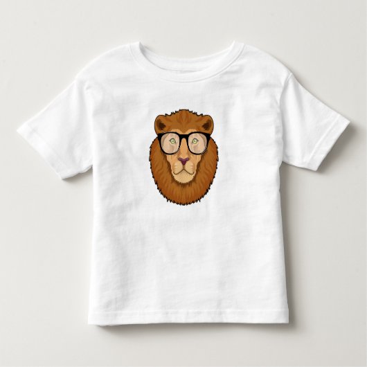 Leeuw als Nerd met bril Kinder Shirts (Voorkant)