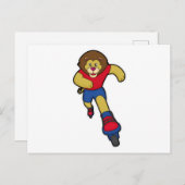 Leeuw als schaatser met inline skates briefkaart (Voorkant / Achterkant)
