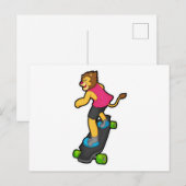 Leeuw als skateboarder met skateboard briefkaart (Voorkant / Achterkant)