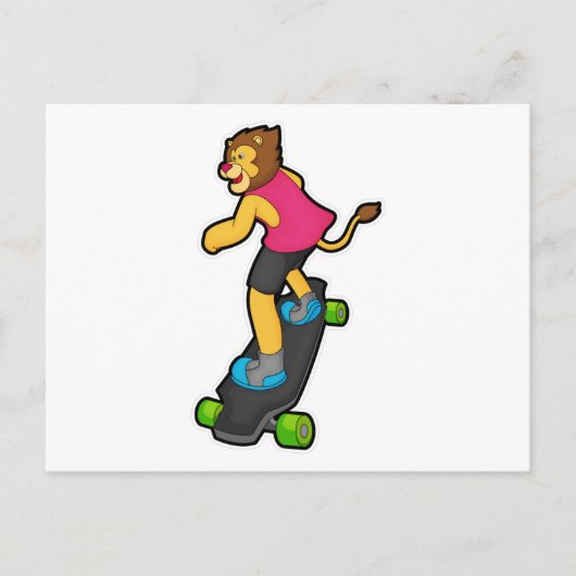 Leeuw als skateboarder met skateboard briefkaart (Voorkant)
