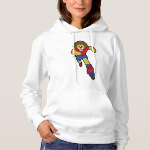 Leeuw als Skater met gealigneerde schaatsen Hoodie