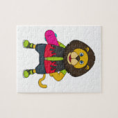 Leeuw als Skater met skateboard Legpuzzel (Horizontaal)