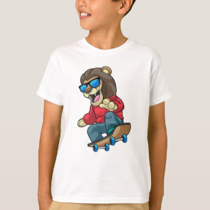 Leeuw als Skater met skateboard T-shirt