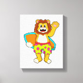 Leeuw als Surfer met surfboard Canvas Afdruk (Voorkant)