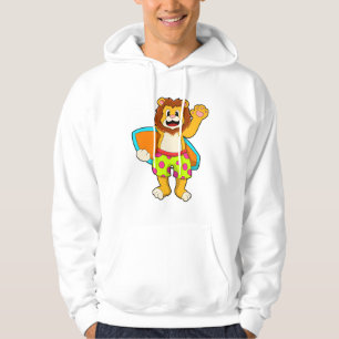 Leeuw als Surfer met surfboard Hoodie