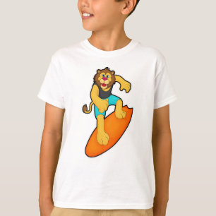 Leeuw als Surfer met surfboard T-shirt