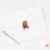 Leeuw als Warrior met Spear Ronde Sticker (Envelop)