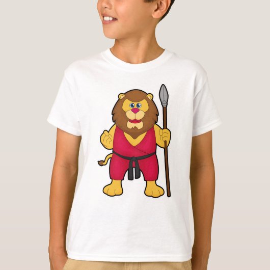 Leeuw als Warrior met Spear T-shirt (Voorkant)
