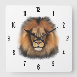 leeuw aquarel Leo koning safari dier jungle kat Vierkante Klok