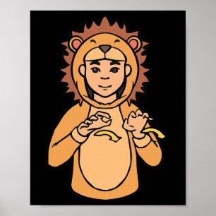Leeuw ASL-handgebaar Doof Gehoorverlies Bewustzijn Poster