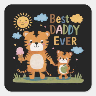 Leeuw beste papa ooit vierkante sticker