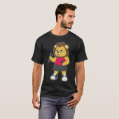 Leeuw Bodybuilder Hantels Lichaamstraining T-shirt (Voorkant volledig)