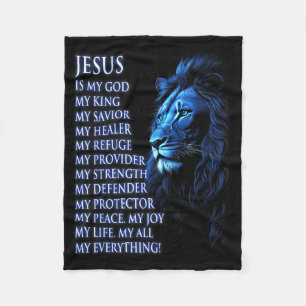 Leeuw Christelijke Jezus Is Mijn Koning, God, Heer Fleece Deken