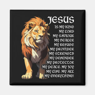 Leeuw Christelijke Jezus Is Mijn Koning, God, Heer Magneet