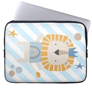 Leeuw Cute Gezicht Leeuw Hand Getekend Laptop Sleeve