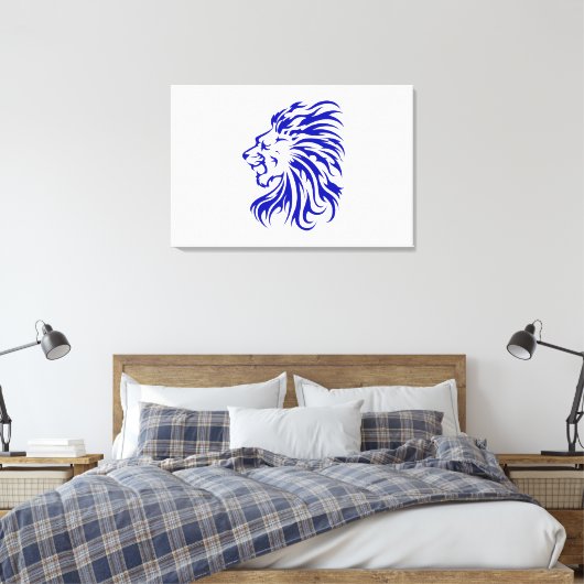 Leeuw de koning van het oerwoud, leeuwenliefhebber canvas afdruk (Insitu (Slaapkamer))