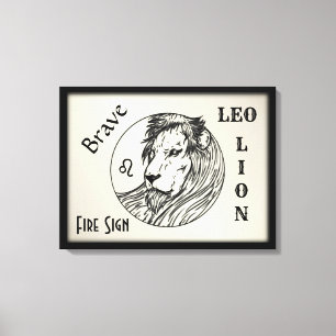 Leeuw De Leeuw Zodiac Gelijst Canvas Afdruk