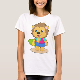 Leeuw die op een surfplank surft Zomer T-shirt