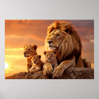 Leeuw Dier Natuur Majestueuze Wilderness Poster
