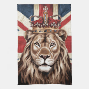 Leeuw draagt Britse vlag Theedoek