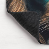 Leeuw draagt neonzonnebril met tekst muismat (Hoek)