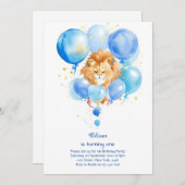 Leeuw eerste verjaardag uitnodiging (Voorkant / Achterkant)