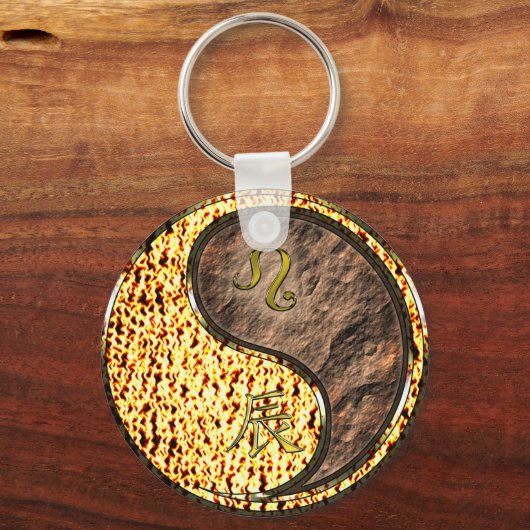 Leeuw en aarde draak sleutelhanger (Voorkant)