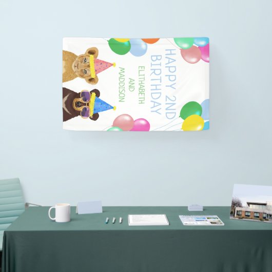 Leeuw en Beer tweede verjaardag Spandoek (Beurs)