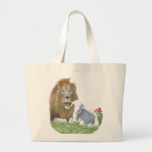 Leeuw en de Christelijke geschenken voor lammeren Grote Tote Bag