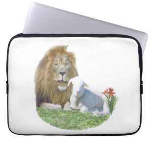 Leeuw en de Christelijke geschenken voor lammeren Laptop Sleeve