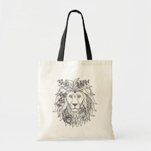 Leeuw en de Krabbel van Bloemen Tote Bag