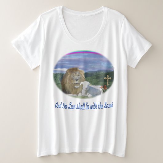 Leeuw en het lam christelijk grote maat t-shirt (Design voorkant)