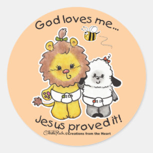 Leeuw en Lam Baby's Ronde Sticker