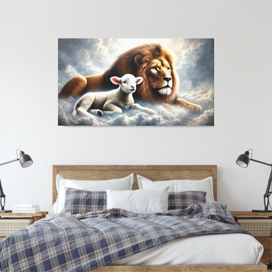 Leeuw en Lam Canvas Kunst (Insitu (Slaapkamer))