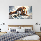 Leeuw en Lam Canvas Kunst (Insitu (Slaapkamer))