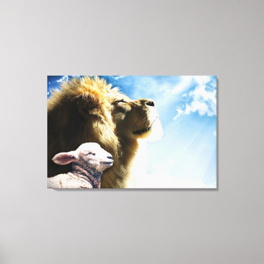 Leeuw en Lam Canvas Kunst (Voorkant)
