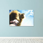 Leeuw en Lam Canvas Kunst (Insitu (Houten vloer))