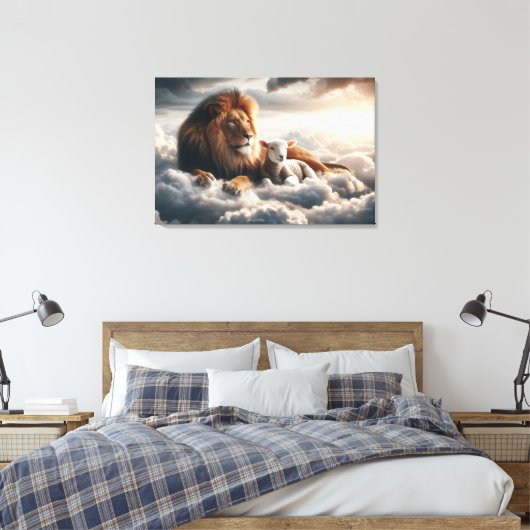 Leeuw en Lam Canvas Kunst (Insitu (Slaapkamer))