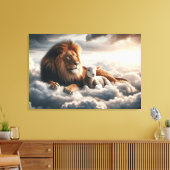 Leeuw en Lam Canvas Kunst (Insitu (Woonkamer))
