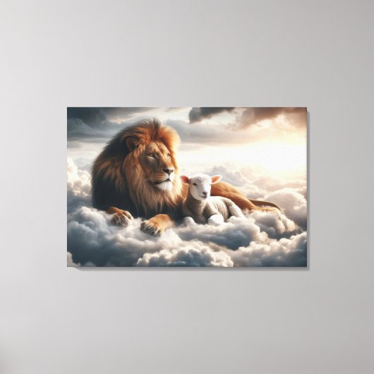 Leeuw en Lam Canvas Kunst (Voorkant)