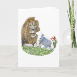 Leeuw en lam christelijke geschenken feestdagen kaart