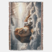 Leeuw en lam gooien deken (Voorkant Verticaal)