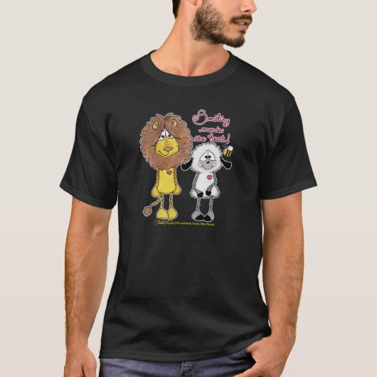 Leeuw en Lam Hart Patches T-shirt (Voorkant)
