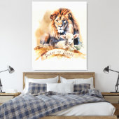 Leeuw en Lam Kerstbord Canvas Afdruk (Insitu (Slaapkamer))