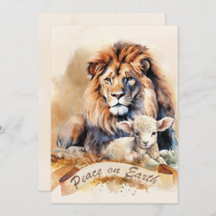 Leeuw en Lam Kerstkaarten Feestdagenkaart