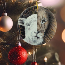 Leeuw en Lam Kerstmis ornament aanpasbaar