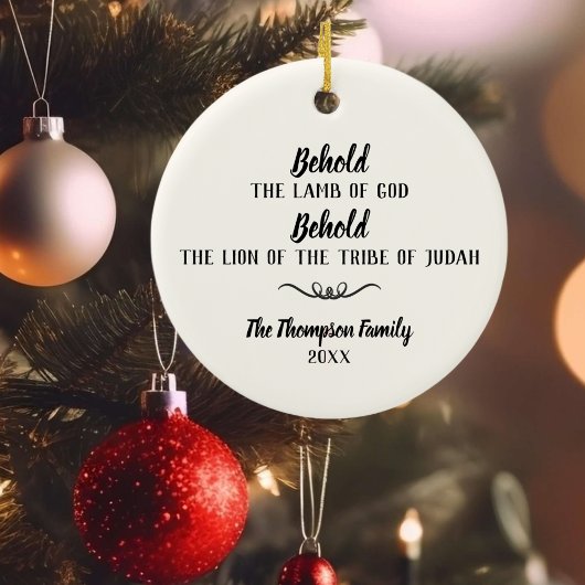 Leeuw en Lam Kerstmis ornament aanpasbaar