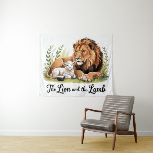 Leeuw en Lam Tapijt Wandkleed
