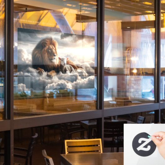 Leeuw en Lam Venster Cling Raamsticker (Restaurant Raam)