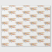 Leeuw en vleugelvliegtuig cadeaupapier (Vlak)